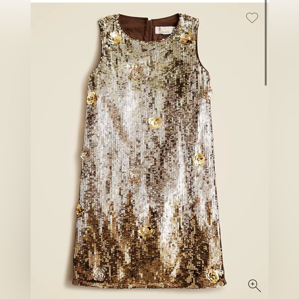 J. Crew Crewcuts Girls Collection Celebration Sequin Dress Gold NEW Sz 10